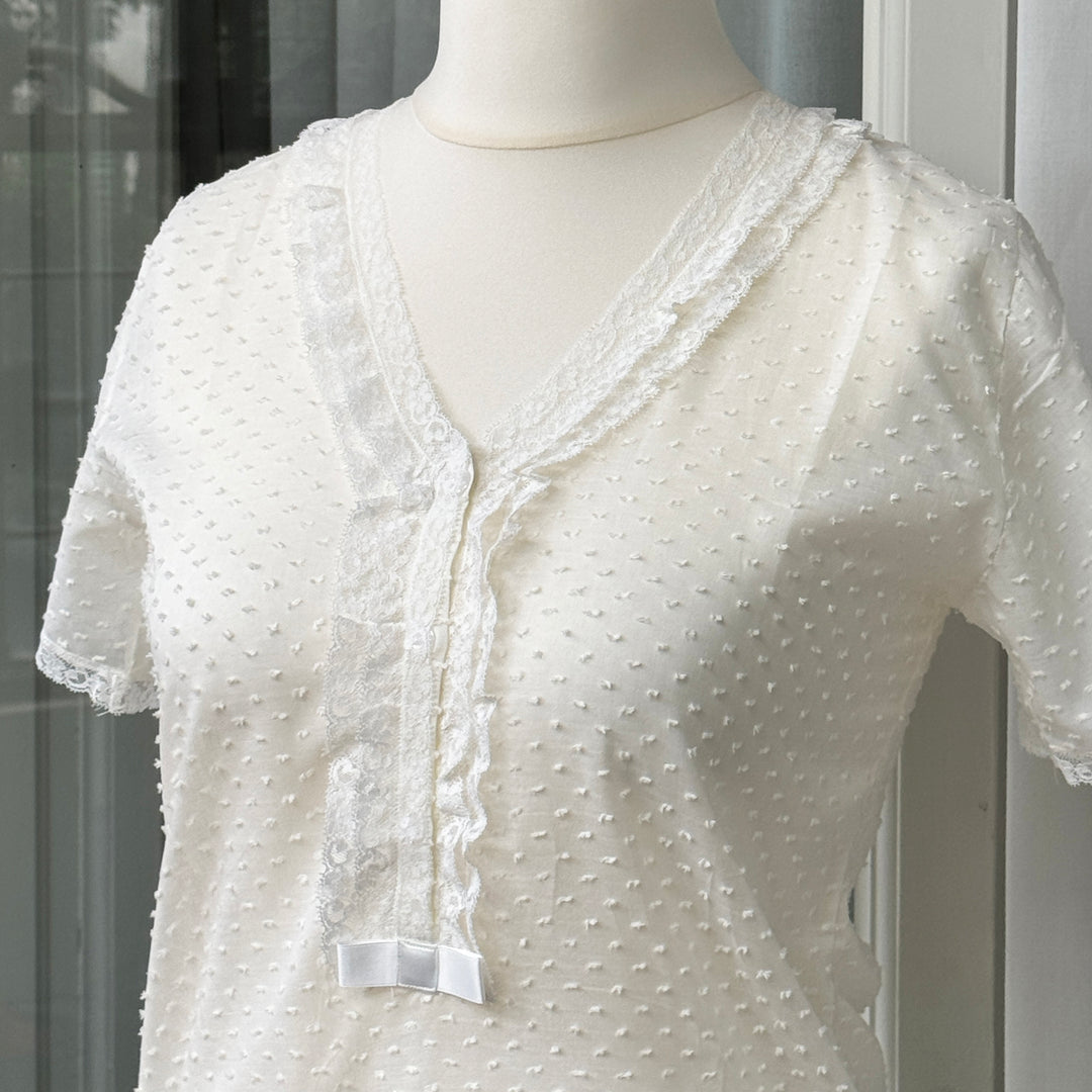 SOFIA NIGHTGOWN - WHITE PLUMETIS