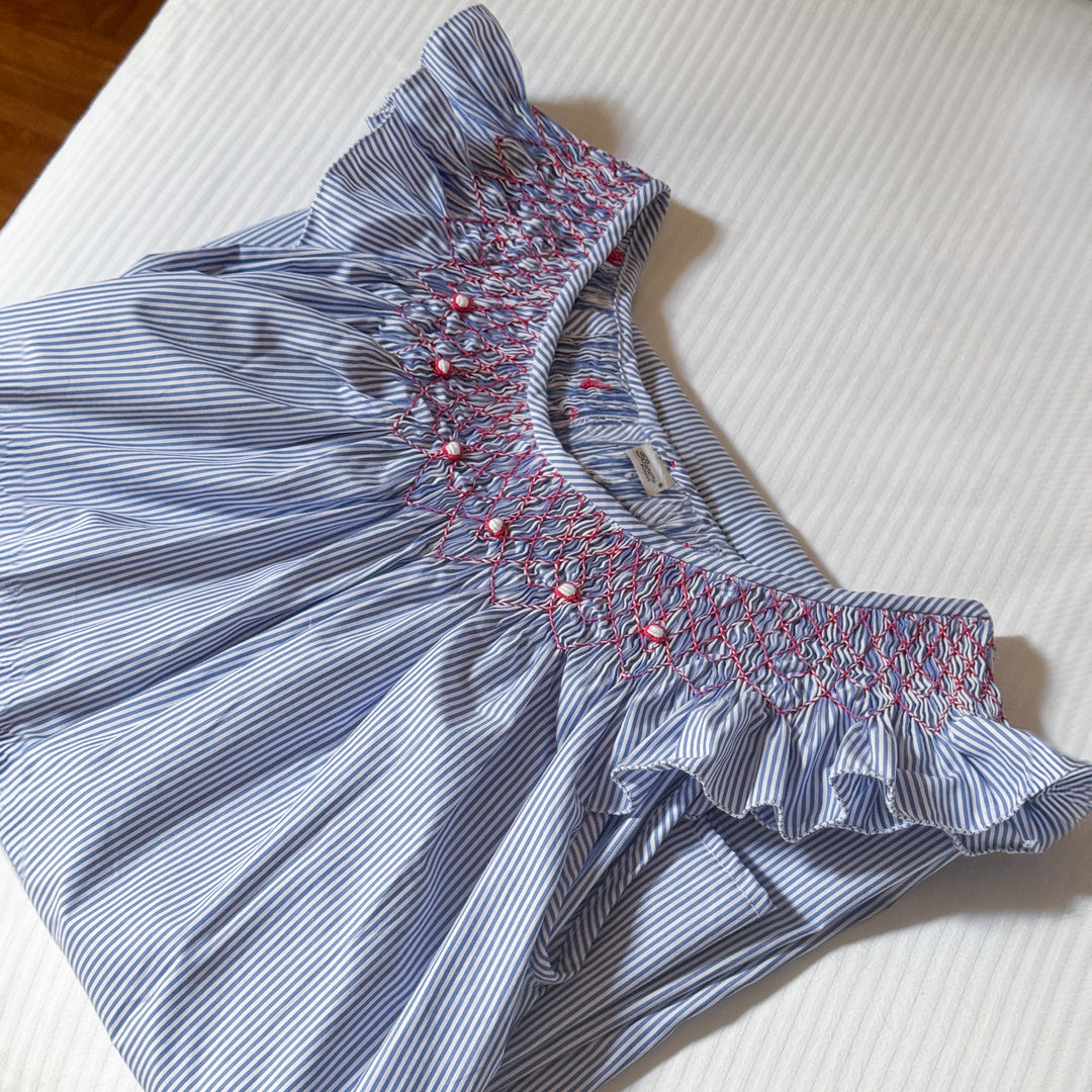 MARINA NIGHTGOWN - BLUE AND WHITE STRIPED
