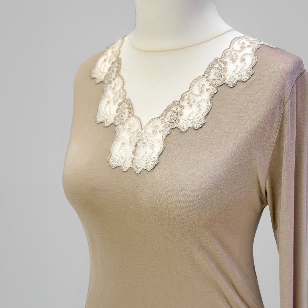 CAMICIA DA NOTTE EMANUELA - BEIGE
