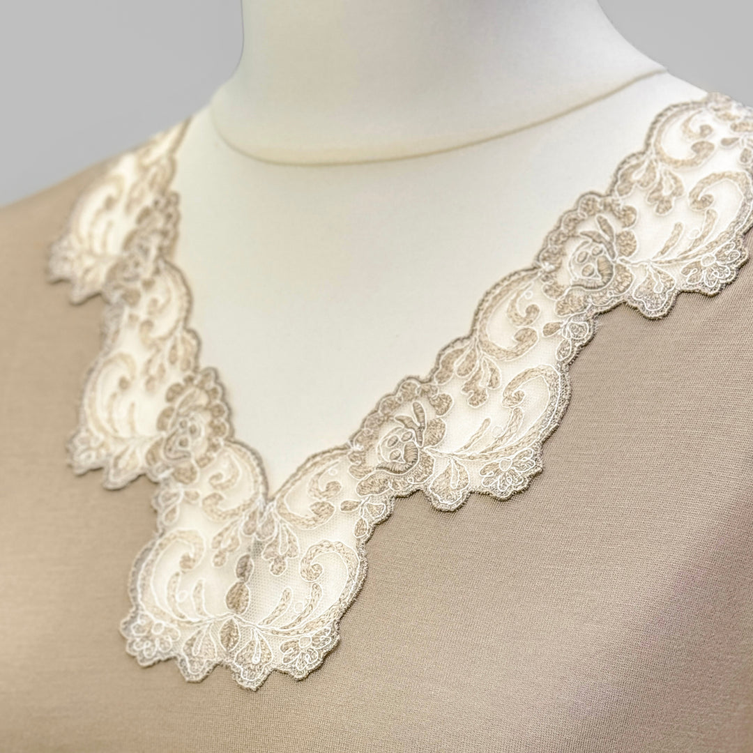 CAMICIA DA NOTTE EMANUELA - BEIGE