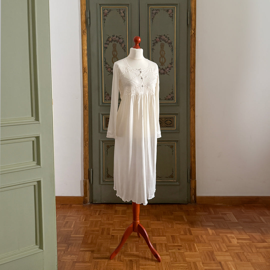 GEMMA NIGHTGOWN LONG SLEEVES - WHITE