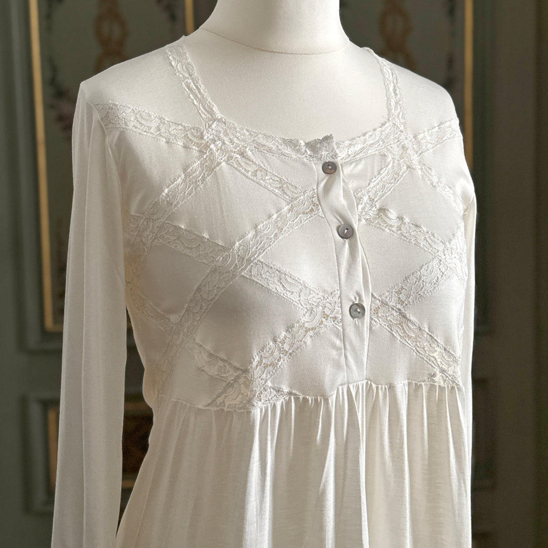 GEMMA NIGHTGOWN LONG SLEEVES - WHITE