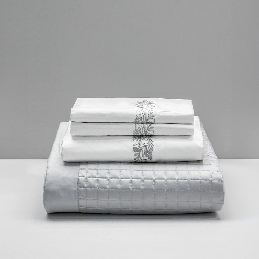 AREALE DUVET COVER SET - WHITE/GRAY