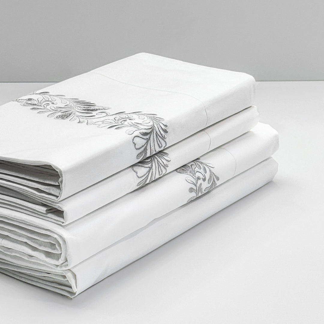 AREALE DUVET COVER SET - WHITE/GRAY