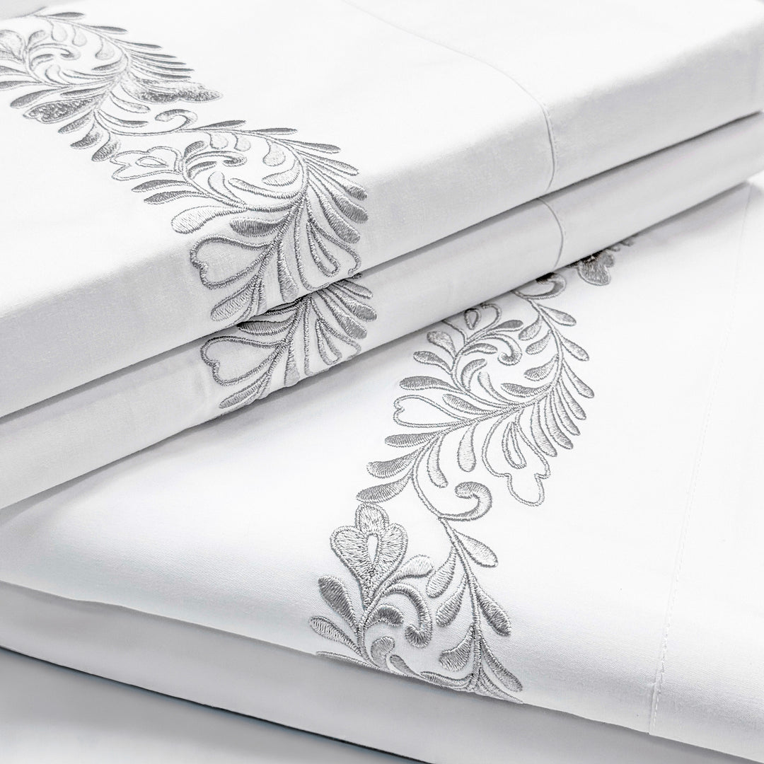 AREALE DUVET COVER SET - WHITE/GRAY