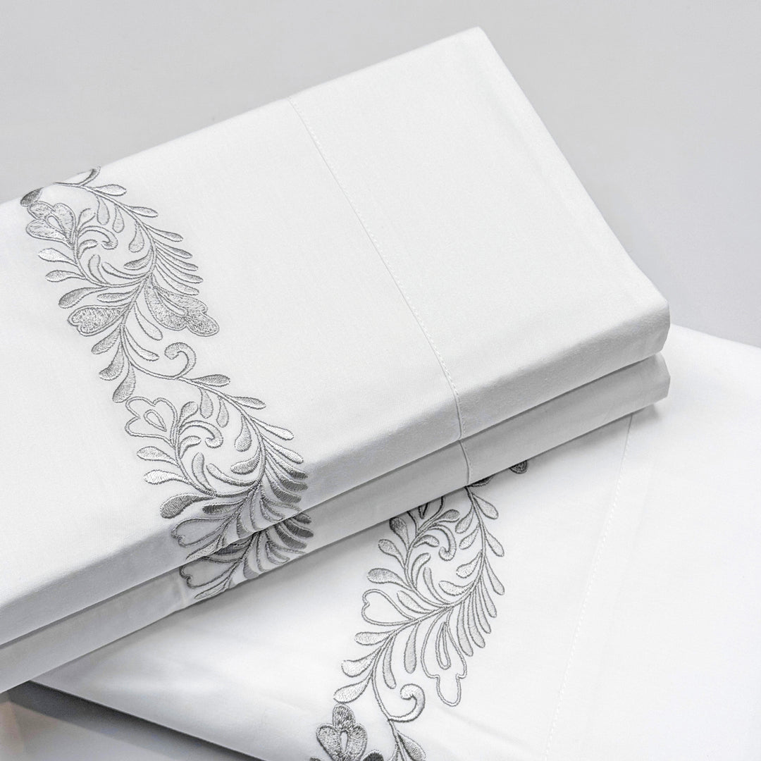 AREALE DUVET COVER SET - WHITE/GRAY