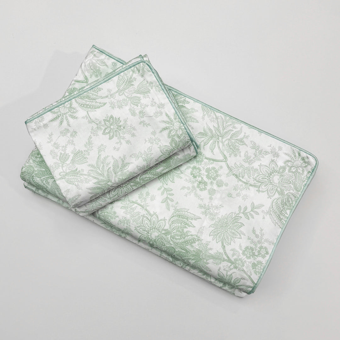 DUVET COVER SET LEAVES - GREEN