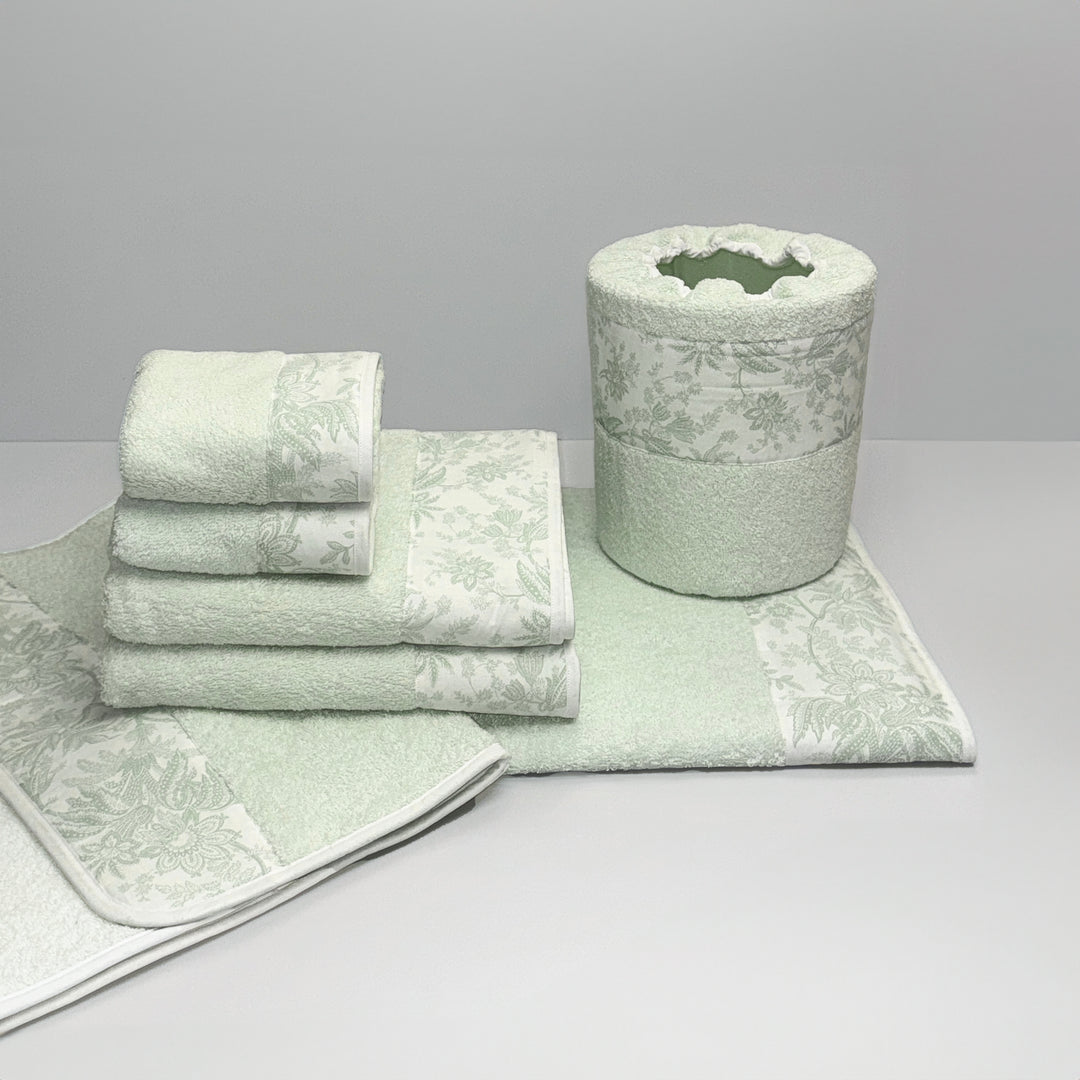 PRINTED LEAVES - BATH BIN GREEN