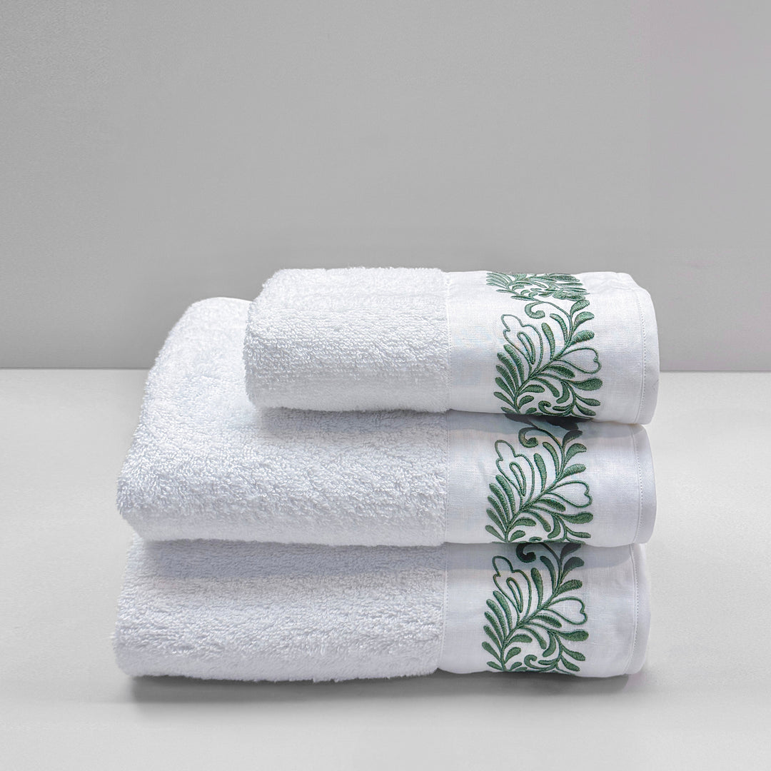 AREALE TOWEL SET - WHITE/GREEN