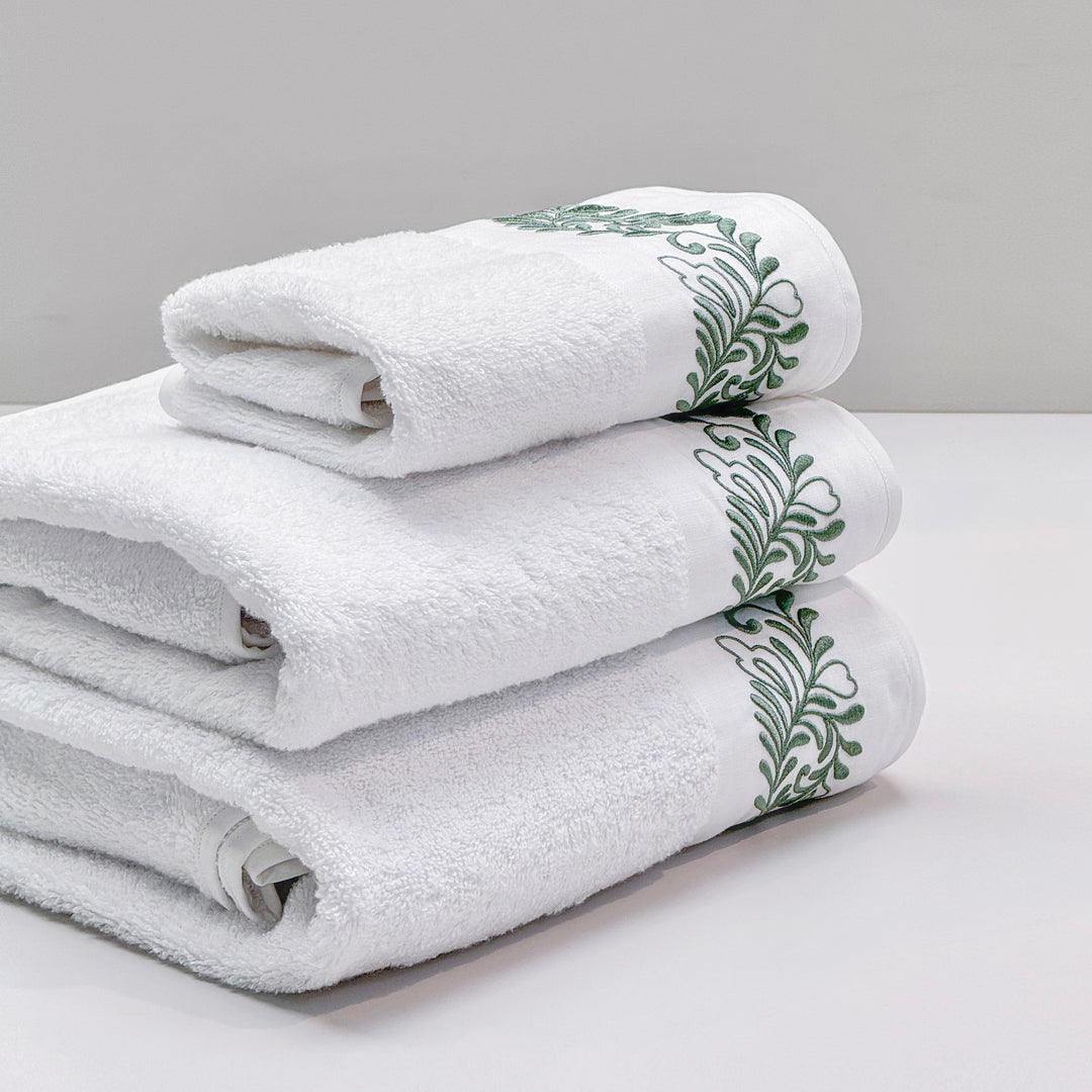 AREALE TOWEL SET - WHITE/GREEN