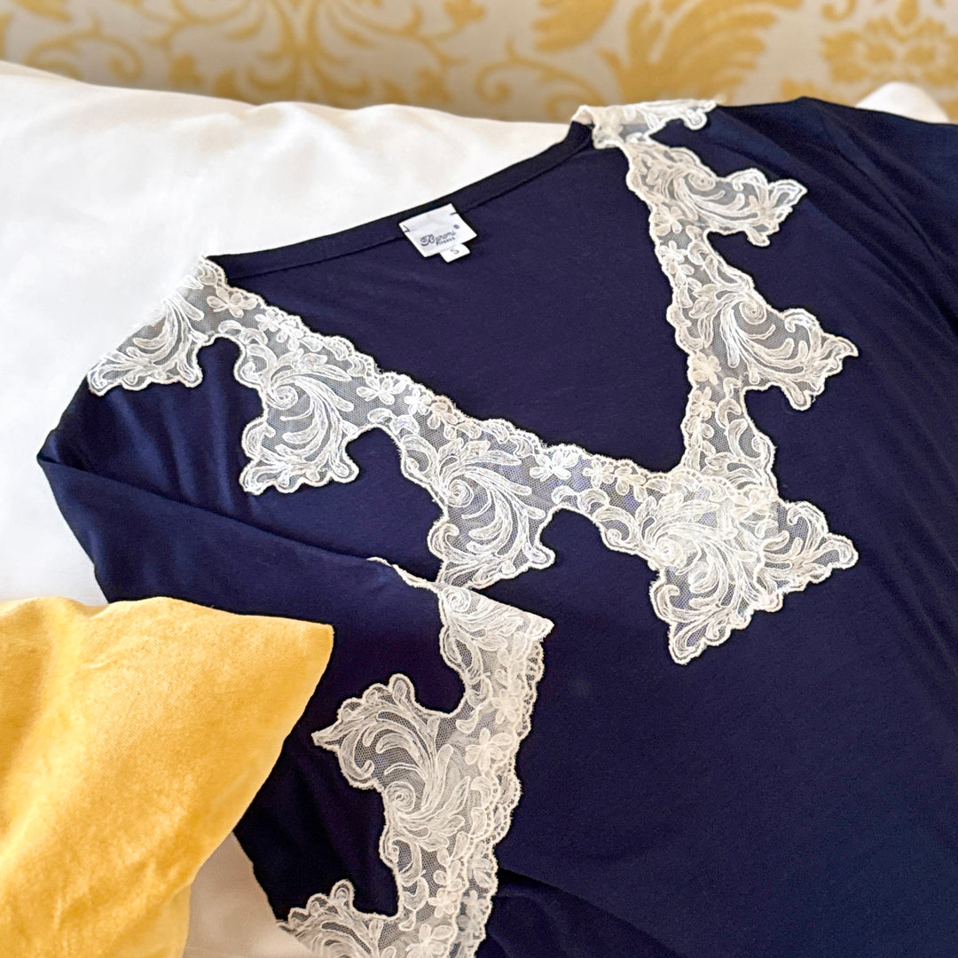 LALLA NIGHTGOWN SHORT SLEEVES - BLUE