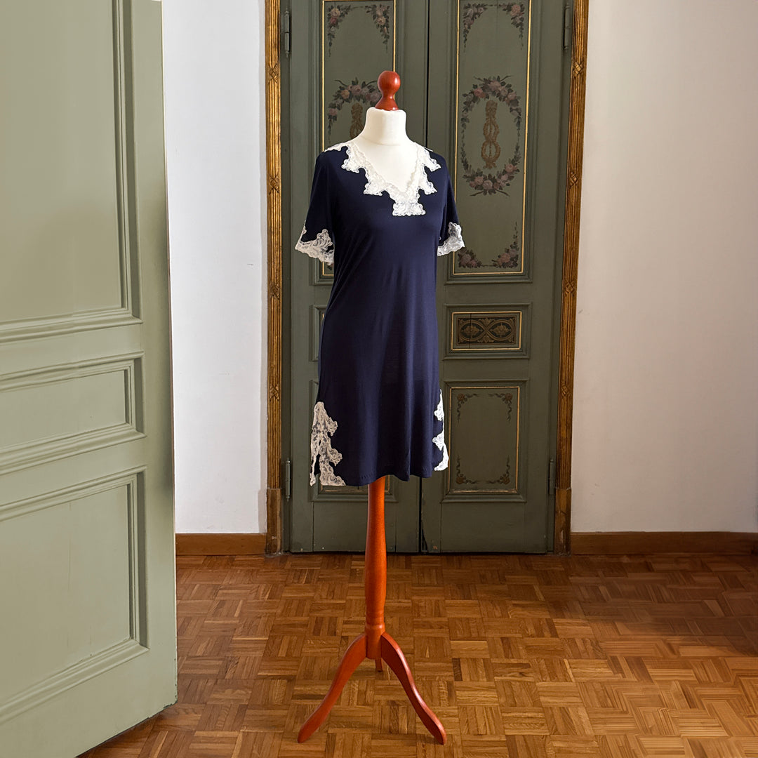 LALLA NIGHTGOWN SHORT SLEEVES - BLUE