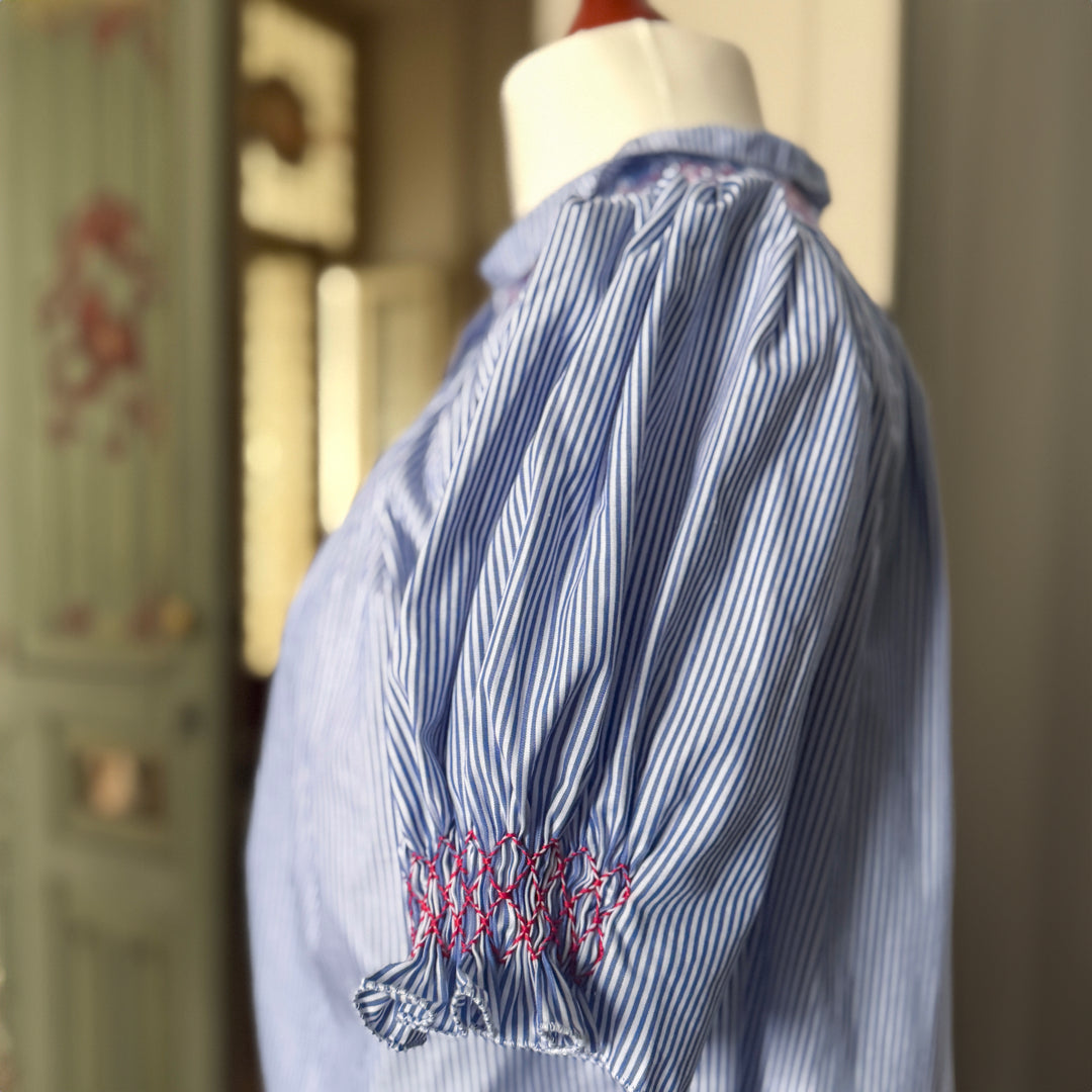 JANIS NIGHTGOWN - BLUE AND WHITE STRIPED