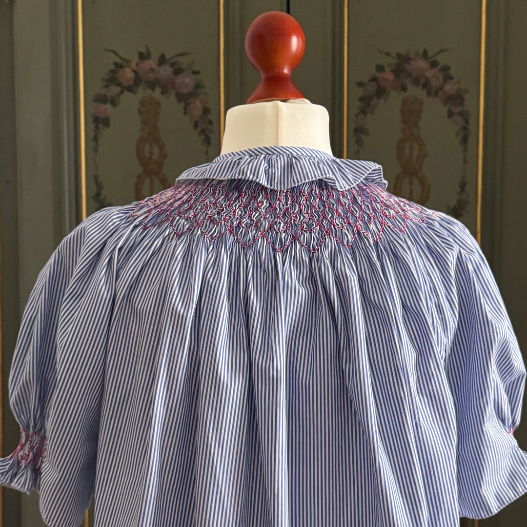 JANIS NIGHTGOWN - BLUE AND WHITE STRIPED