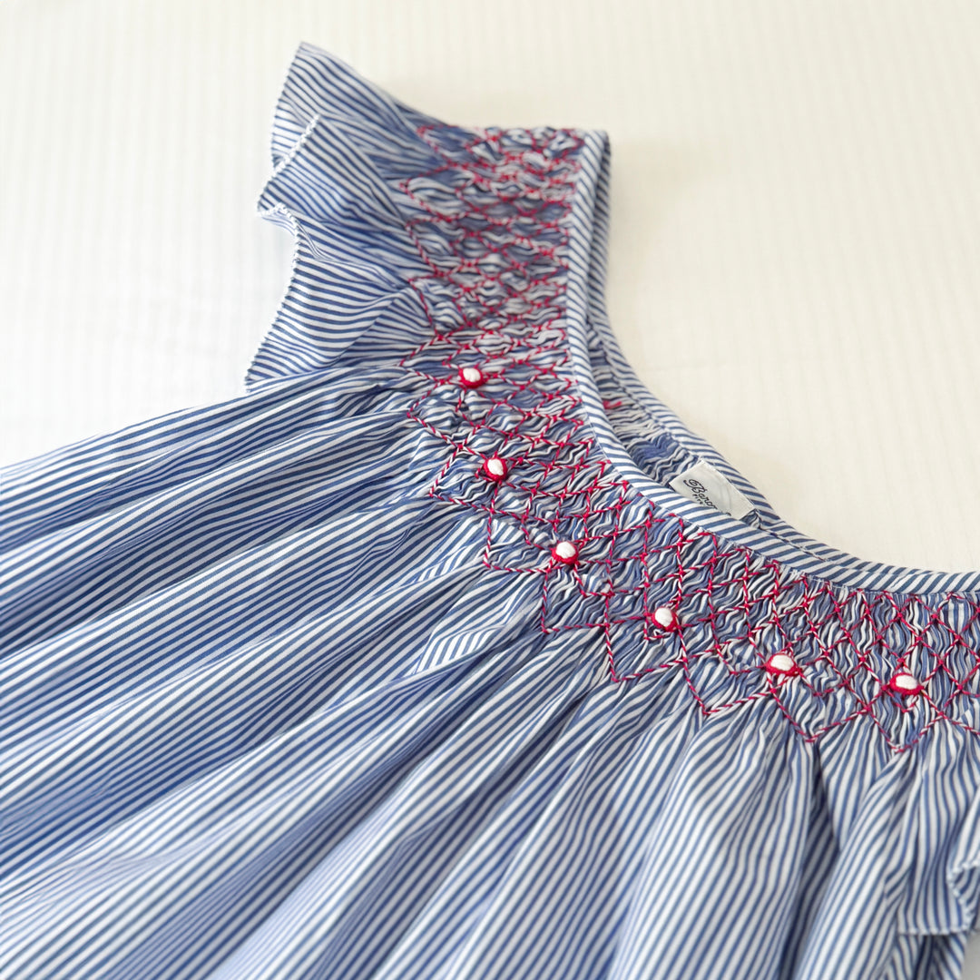 MARINA NIGHTGOWN - BLUE AND WHITE STRIPED