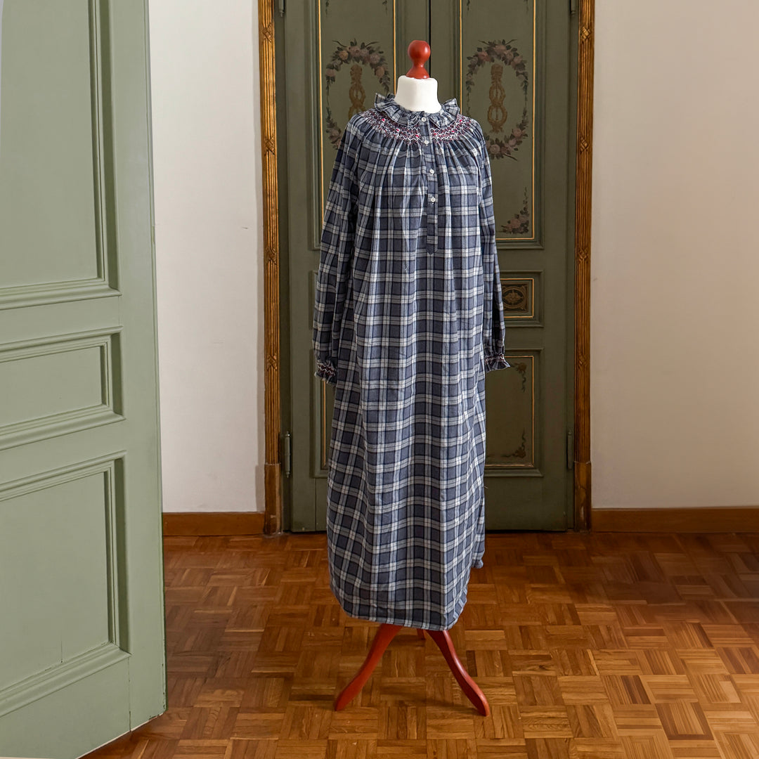 NORMA NIGHTGOWN - BLUE TARTAN