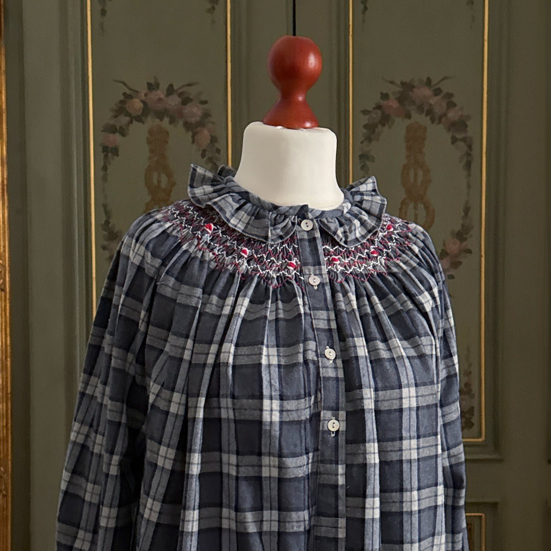 NORMA NIGHTGOWN - BLUE TARTAN