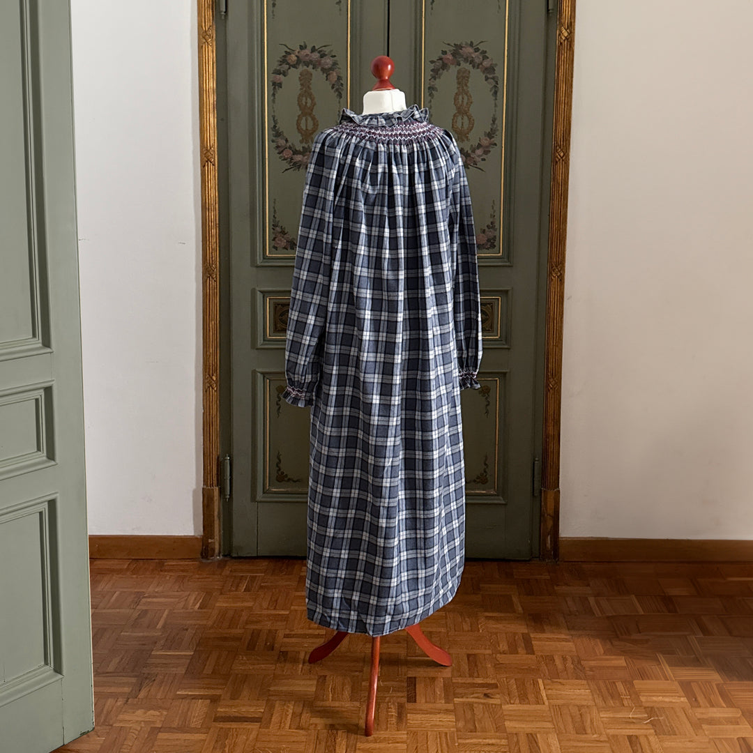 NORMA NIGHTGOWN - BLUE TARTAN