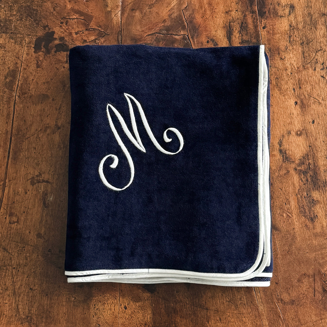 BATH SHEET - NAVY/WHITE