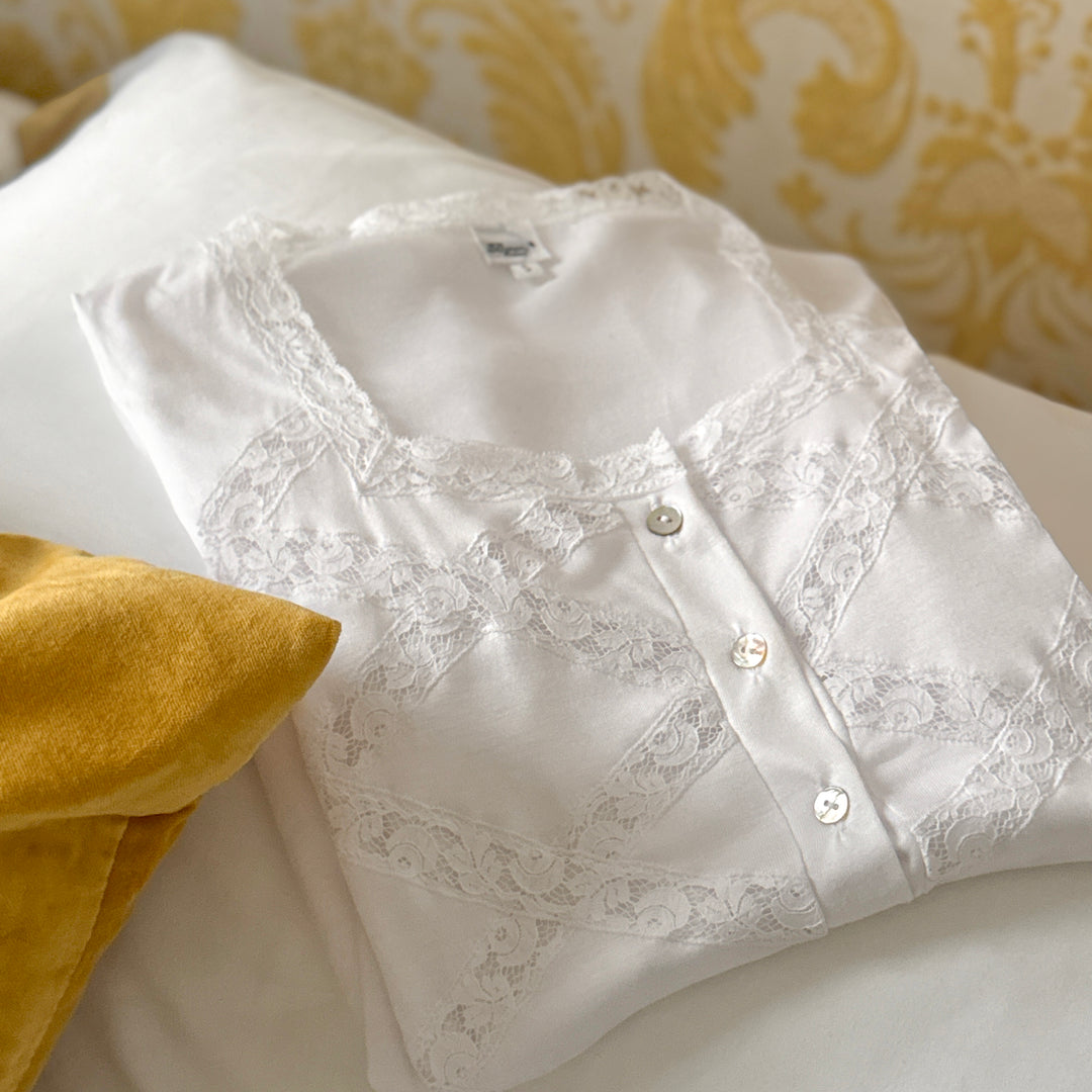 GEMMA NIGHTGOWN LONG SLEEVES - WHITE