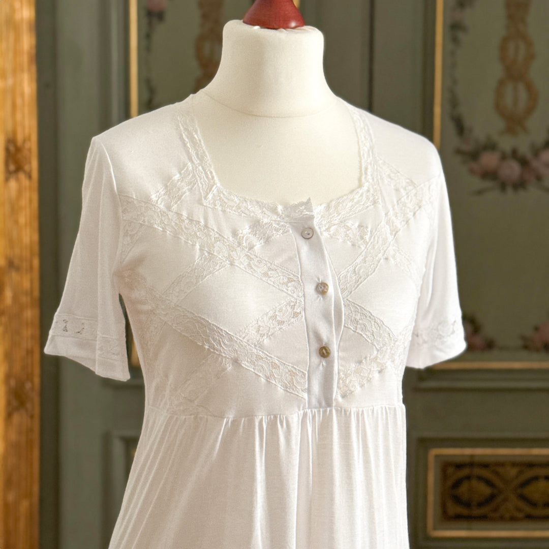 GEMMA NIGHTGOWN SHORT SLEEVES - WHITE