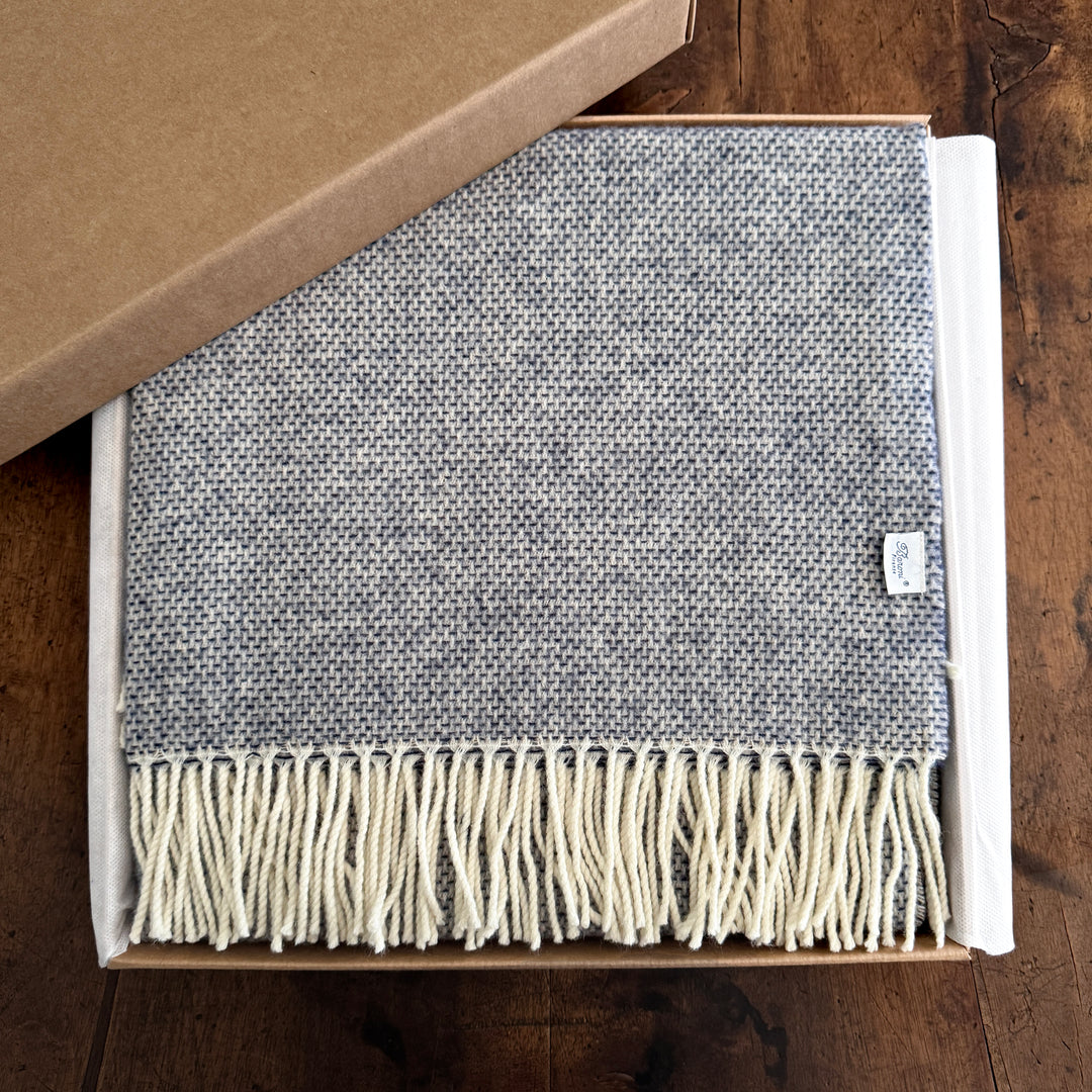 Cashmere & Wool Throw Blanket - Avio