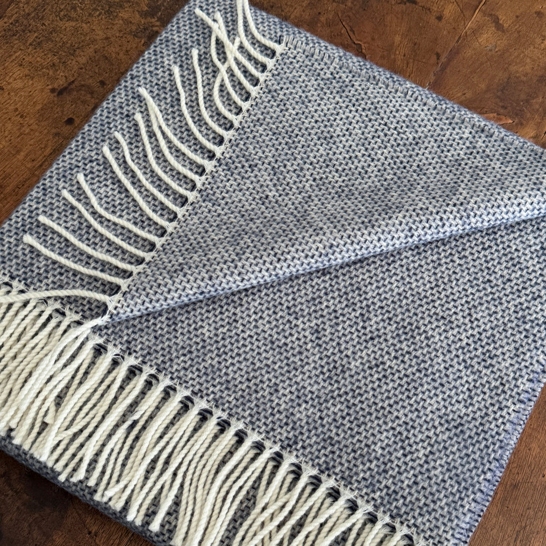 Cashmere & Wool Throw Blanket - Avio