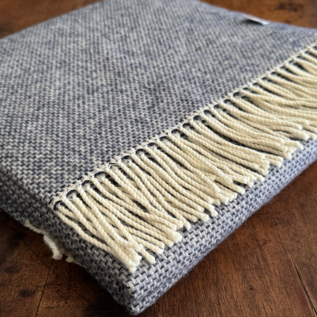 Cashmere & Wool Throw Blanket - Avio