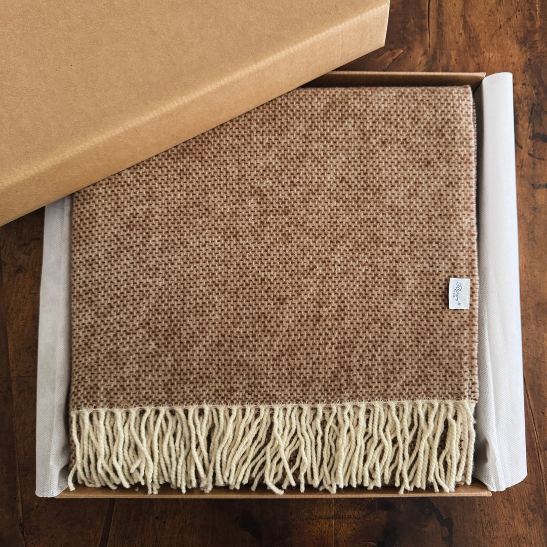 Cashmere & Wool Throw Blanket - Ochre