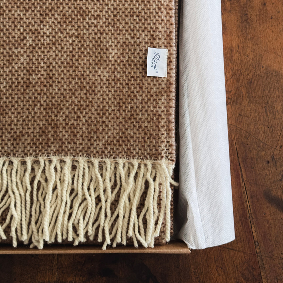 Cashmere & Wool Throw Blanket - Ochre