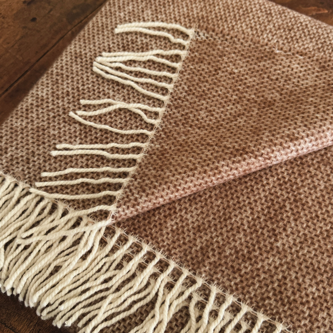 Cashmere & Wool Throw Blanket - Ochre
