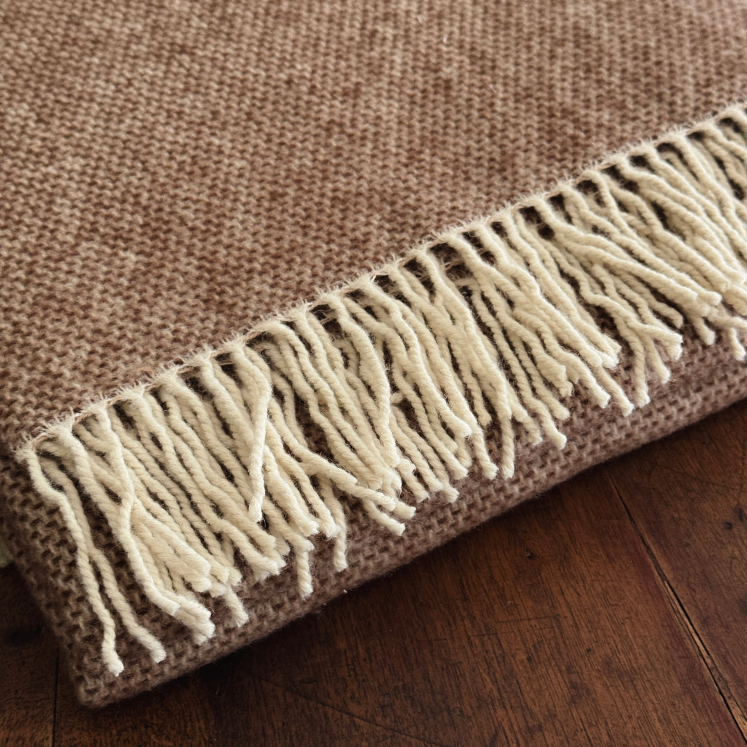 Cashmere & Wool Throw Blanket - Ochre