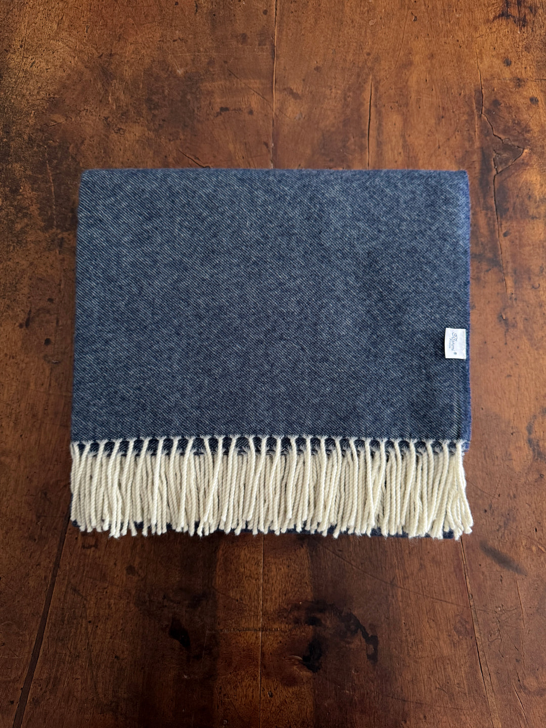 Cashmere & Wool Throw Blanket - Blue
