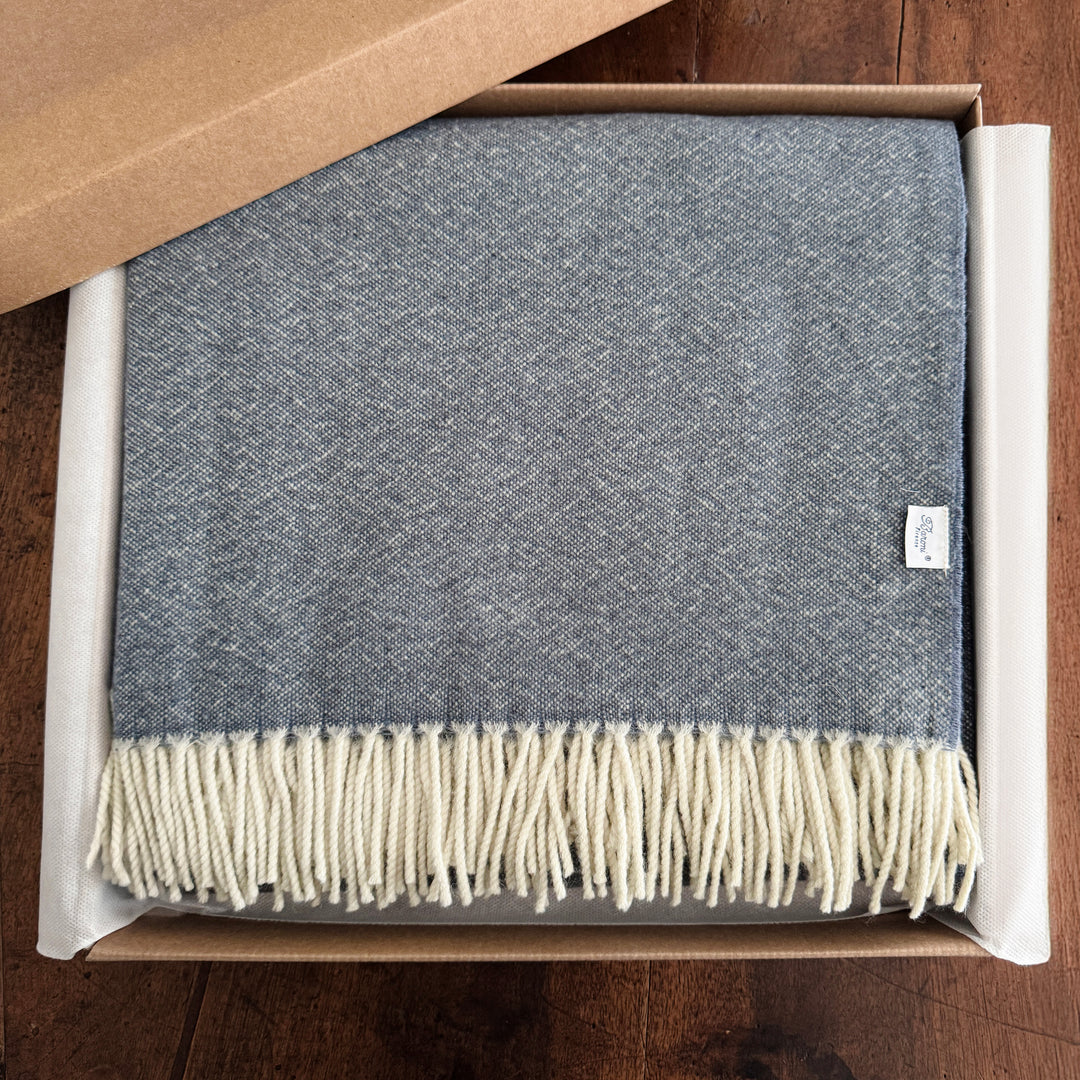 Cashmere & Wool Throw Blanket - Avio