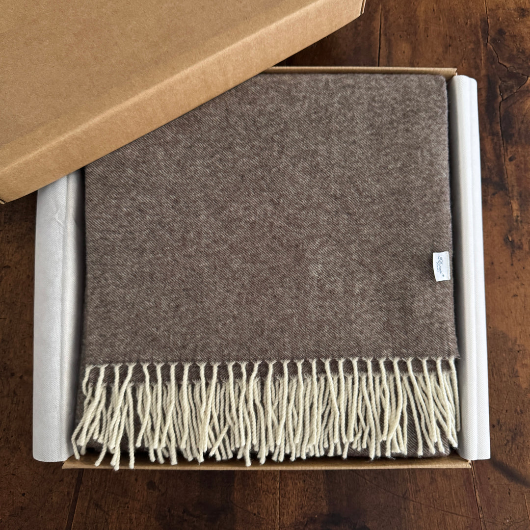 Cashmere & Wool Throw Blanket - Brown