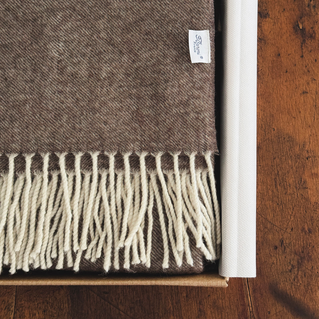 Cashmere & Wool Throw Blanket - Brown