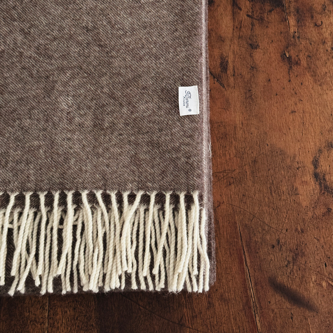 Cashmere & Wool Throw Blanket - Brown