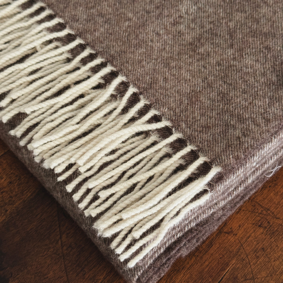 Cashmere & Wool Throw Blanket - Brown