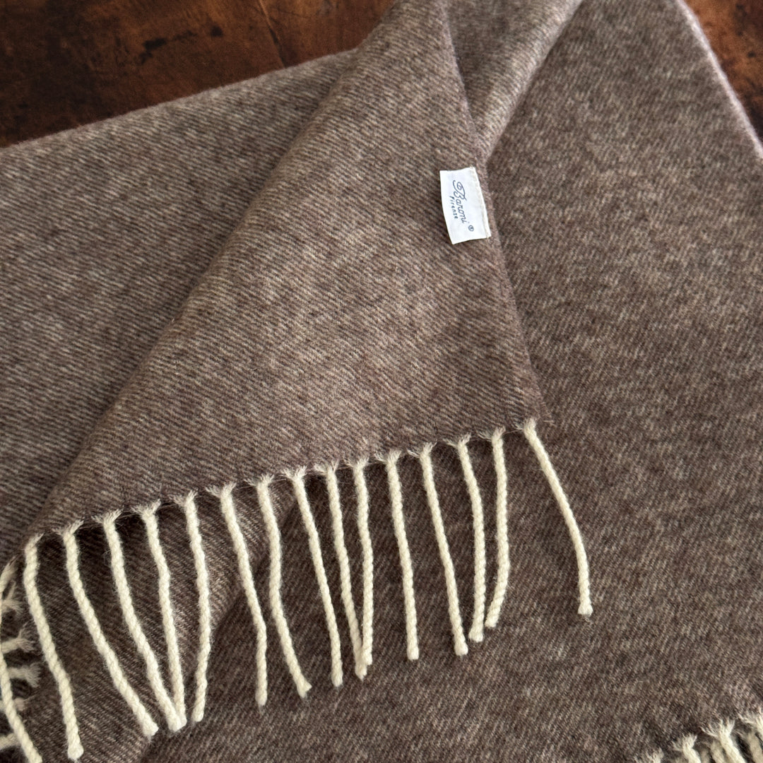 Cashmere & Wool Throw Blanket - Brown