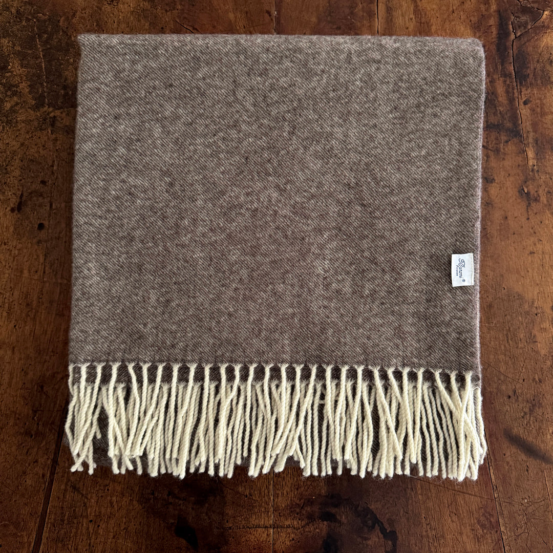 Cashmere & Wool Throw Blanket - Brown