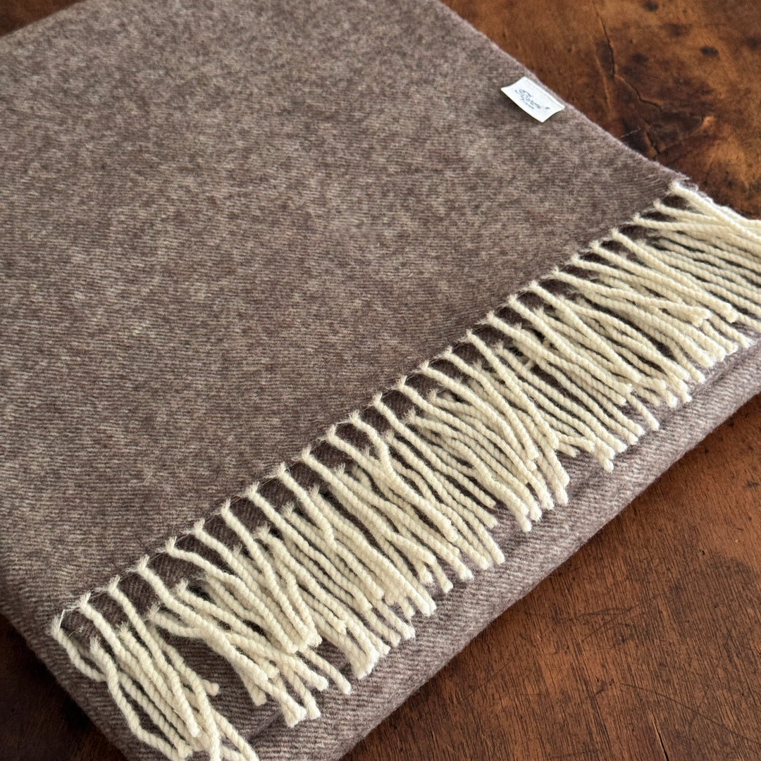 Cashmere & Wool Throw Blanket - Brown