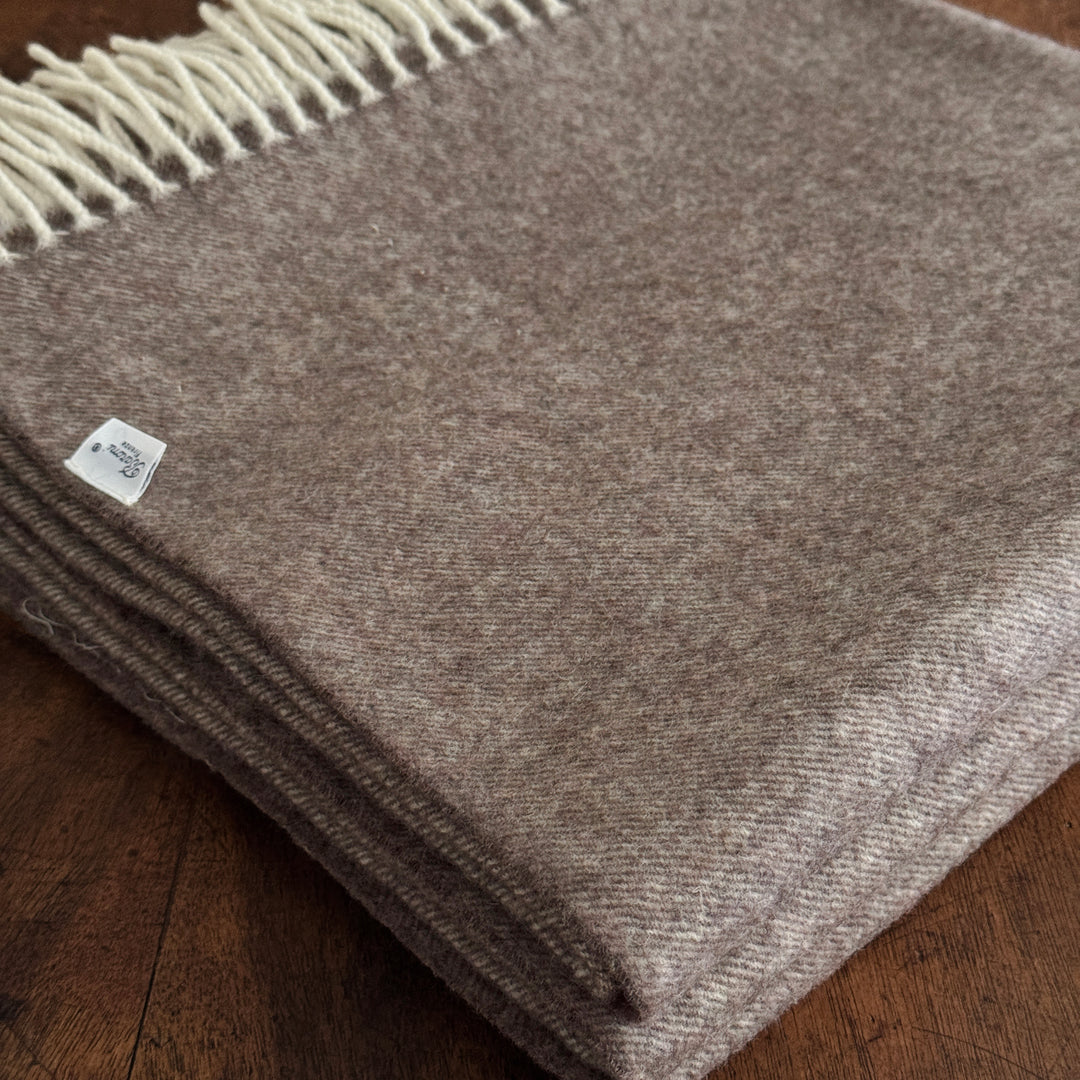 Cashmere & Wool Throw Blanket - Brown