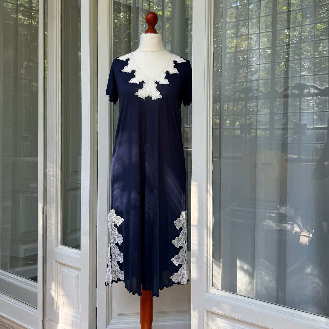 LALLA NIGHTGOWN SHORT SLEEVES - BLUE