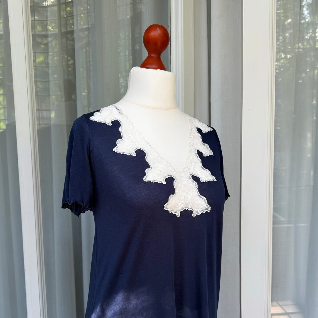 LALLA NIGHTGOWN SHORT SLEEVES - BLUE