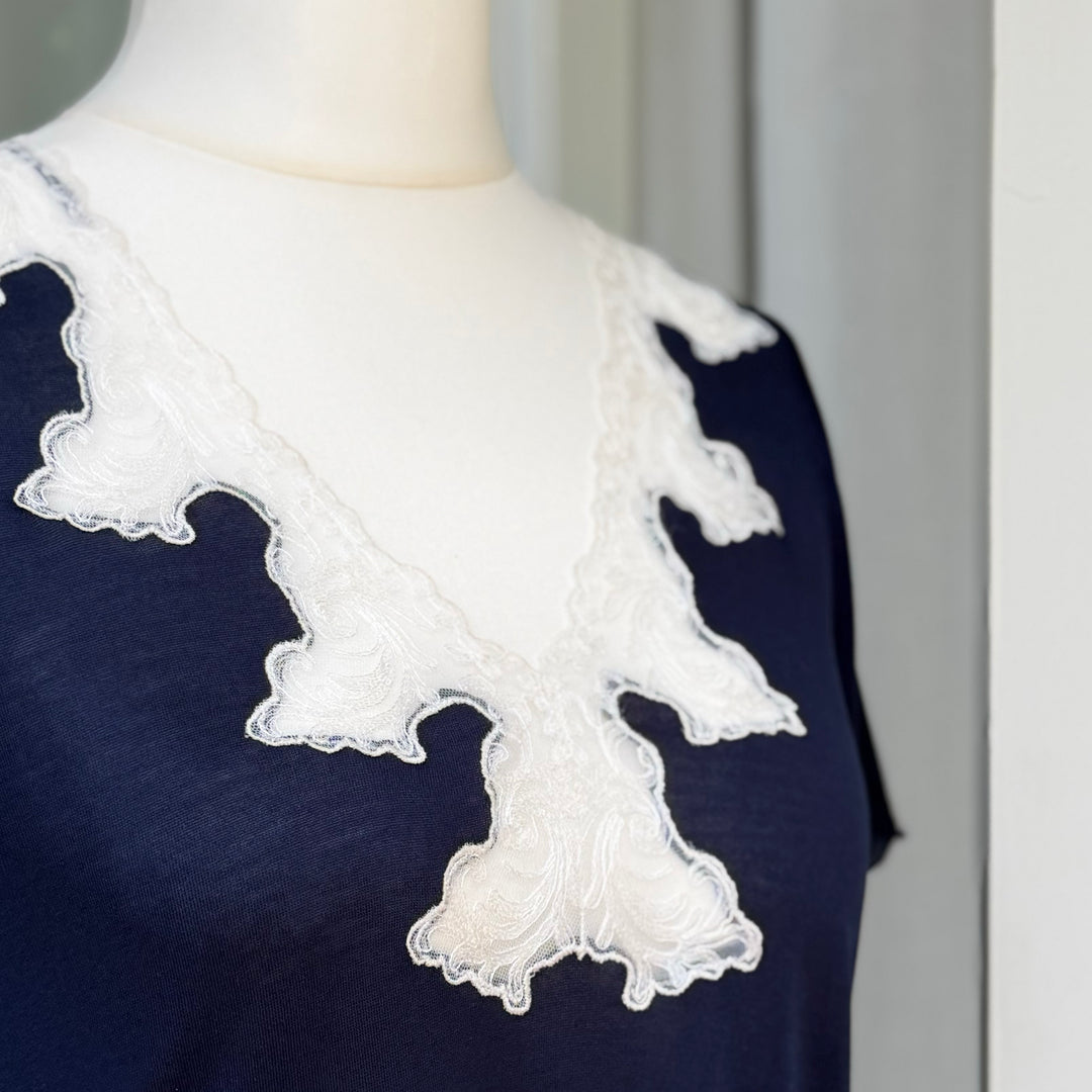 LALLA NIGHTGOWN SHORT SLEEVES - BLUE