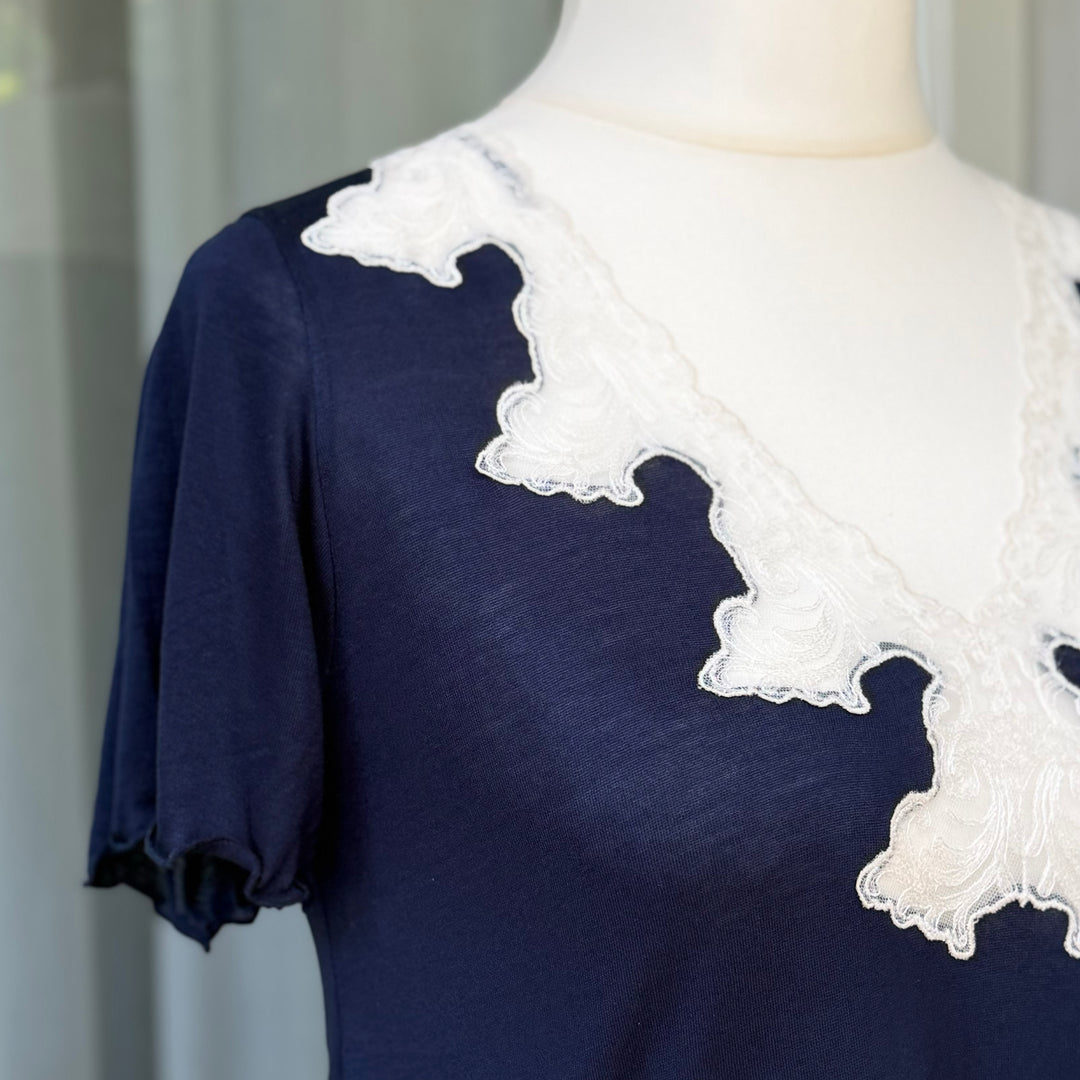 LALLA NIGHTGOWN SHORT SLEEVES - BLUE