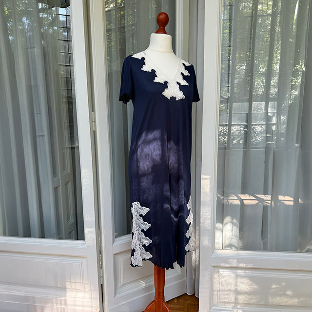LALLA NIGHTGOWN SHORT SLEEVES - BLUE