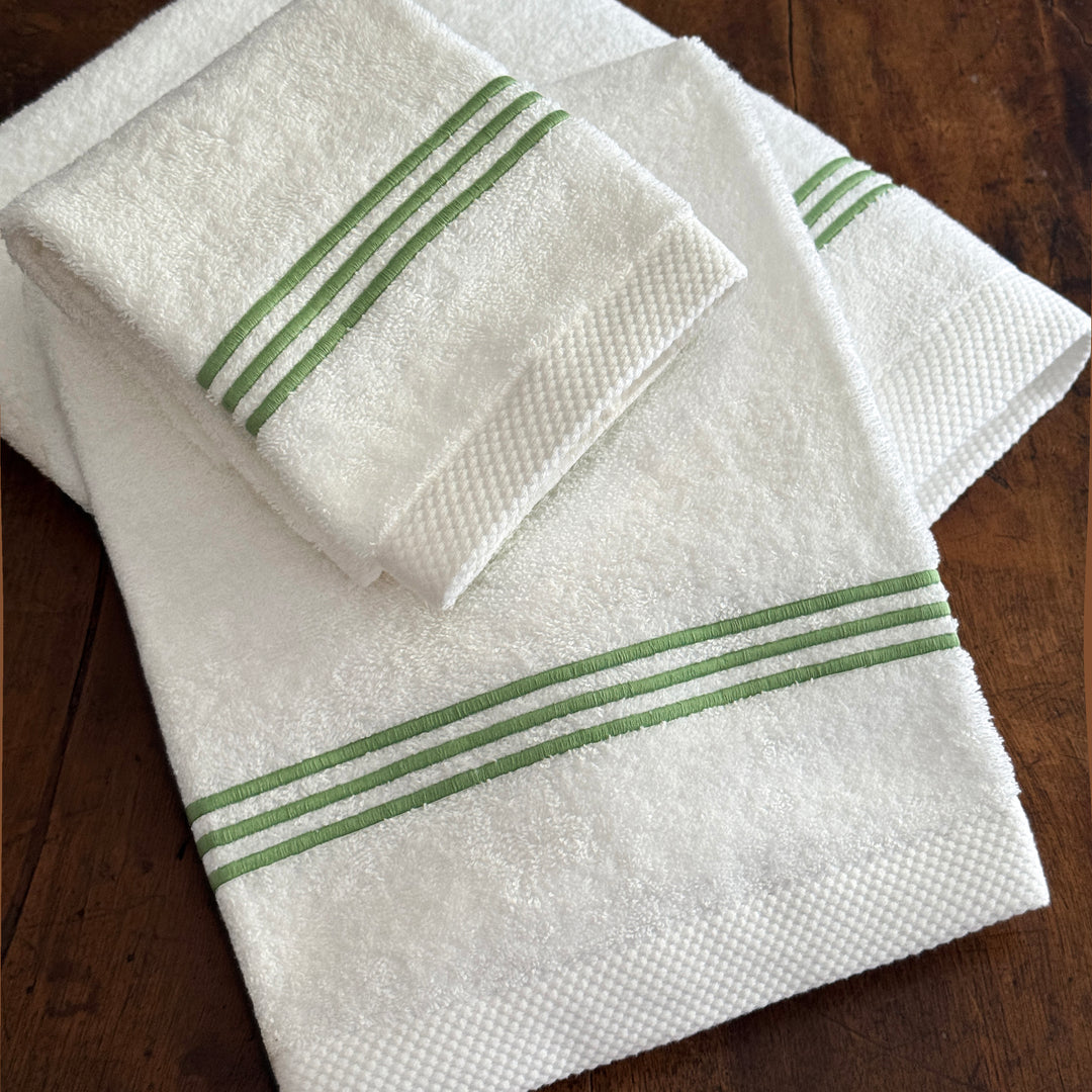 STRIPES TOWEL SET - WHITE/GREEN