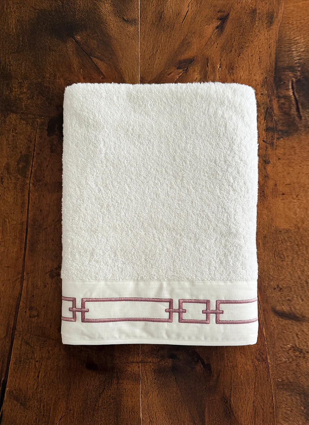 CHAINS BATH SHEET - WHITE/PINK