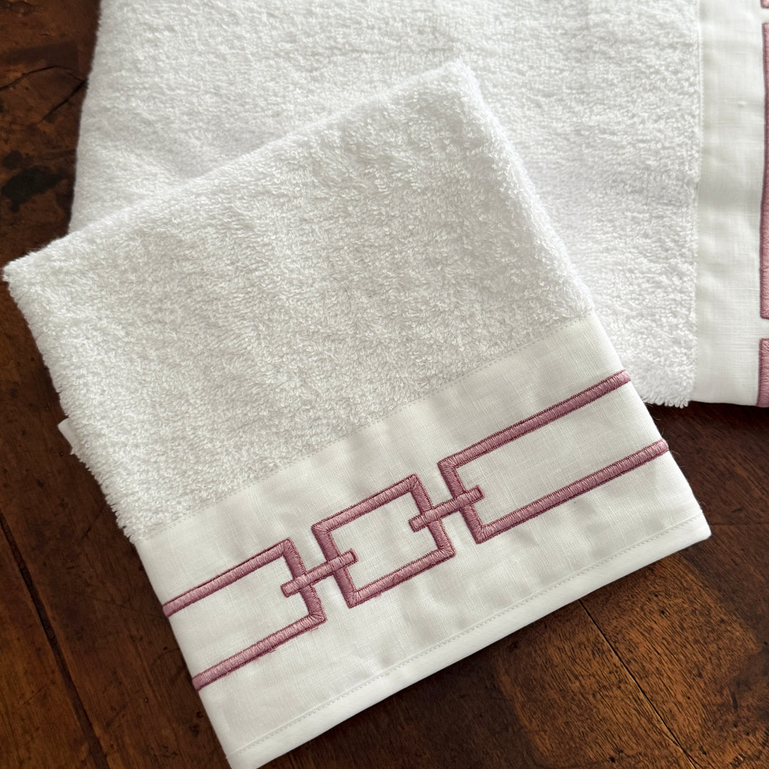 CHAINS TOWEL SET - WHITE/PINK